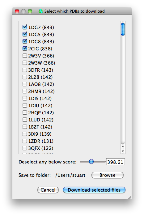 Download blast result structures