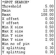 (Image of spot search parameter panel)